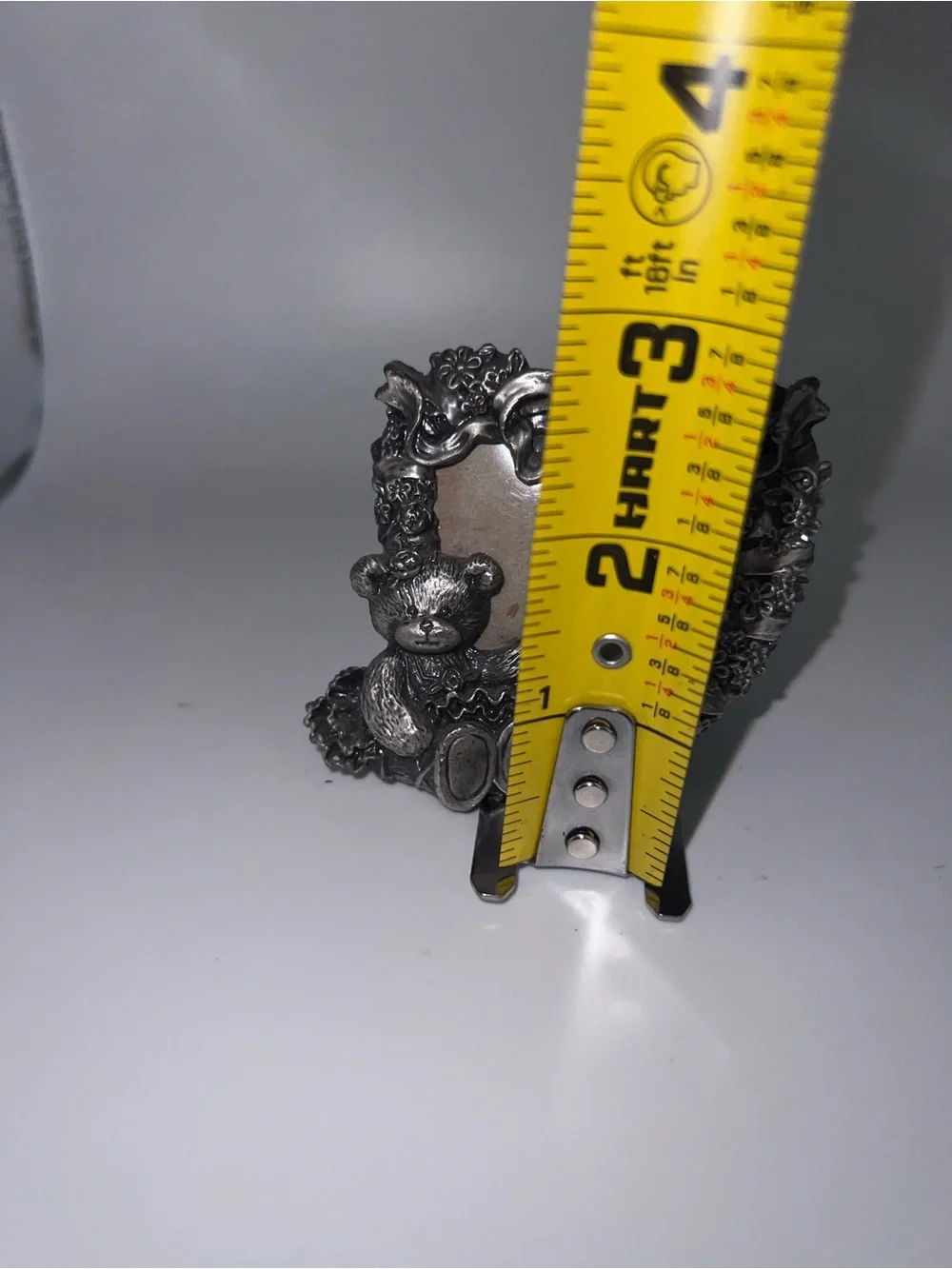 Vintage pewter mini heart-shaped picture frame